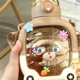 Cartoon-Printed Designer Teddy: Perfect 1L Anti-Leak Gift for Kids 1000 ml Water Bottle-71