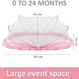 lifekrafts Nylon Infants Baby Folding Crib Mosquito Net PINK Color Crib net Big Size Mosquito Net image 2