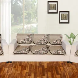 Velvet Floral 3+1+1 Seater Sofa Cover-image-50