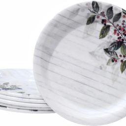 Side Leaf Flower Half Round Ice Cream Starters Serving Melamine Half Plate for All Occasions ( 8 Inch) Half Plate-image-58