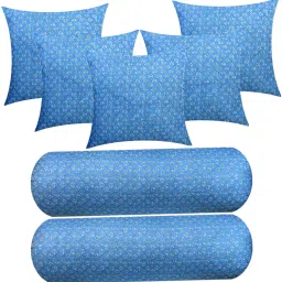 Combo Set of 2 Bolster And 5 Microfibre Floral Cushion Pack of 7-24