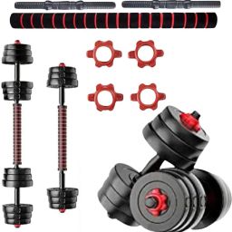 8KG PVC Dumbbell Pack 4x 2.5kg Plates, Rods & Connector Adjustable Dumbbell Freestyle Skipping Rope-15