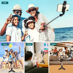 GLAMPANDA Extendable Portable LED Selfie Stick with Tripod with Wireless Bluetooth Remote Tripod image 4