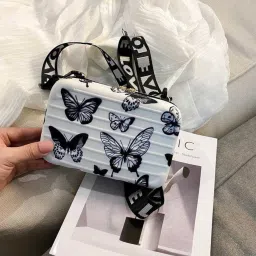 White Men & Women Sling Bag Butterfly Sling Box Bag For Women And Girls|Crossbody & Mini Suitcase Box-image-17
