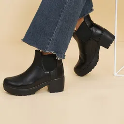 XE Looks Women Mid Top Platform Heel Chelsea Boots-19
