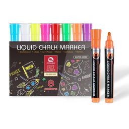 INOG Mobee Chalk Markers Reversible Tip Chalkboard Markers Blackboard Marker for Non Porous Chalk Board Pack of 8 (Set of 8, Multicolor) image 1