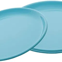 Unbreakable Plastic Round Serving Full Size 27'cm Plate for Dining Table (Blue) Dinner Plate-image-46