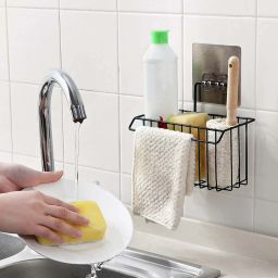 Caddy Organizer Metal Iron Sponge Holder Rack Steel Wall Shelf-image-66