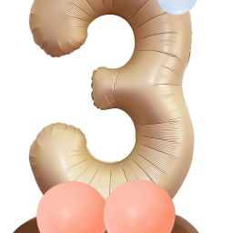 Solid Beige 3 Number Foil Balloon for Birthday & Milestone Celebrations Balloon-image-60