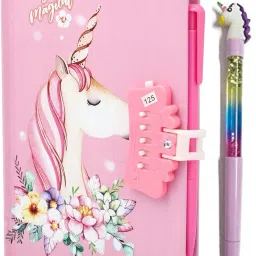 Secret Personal Lock Dairy with 3D Gel Pen (RANDOM COLOUR AND DESIGN) A5 Diary SINGLE RULE 50 Pages-picture-28