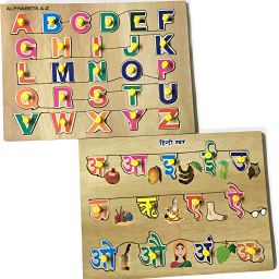 Wooden Hindi & English Alphabet Learning board for Kids-image-56