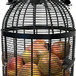 Bulbul Fruit and Vegetable Basket with Lid, Decorative Bird Design Fruit Holder, Iron Fruit & Vegetable Basket-picture-3