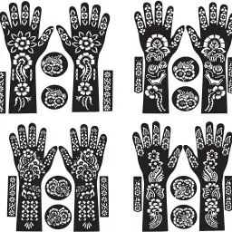 Henna Tattoo Stencil Women Girls Hand Finger Paint Temporary-image-81