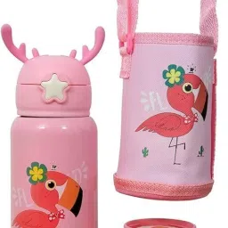 Kids Water Bottle Carrier Holder Shoulder Strap and Spare Cover Lid Bottle 550 ml Water Bottle-image-64