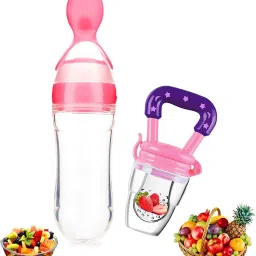 Baby Silicone feeding Bottle Spoon Tableware with Feeder Pacifier Fruit Nibbler - Silicone-18