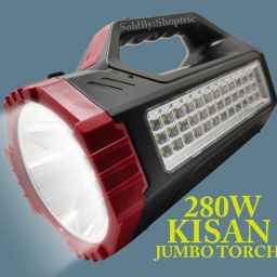 280W jumbo kisan bright light torch 2 km long range LED 2 mod heavy duty battery 15 hrs Torch Emergency Light-11