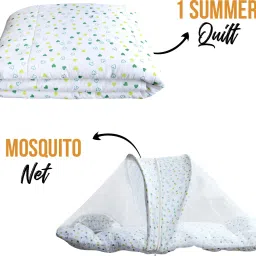 Baby Unisex Organic Cotton Mosquito Net & AC Quilt Combo , 0-3Y - 2 Items-image-12