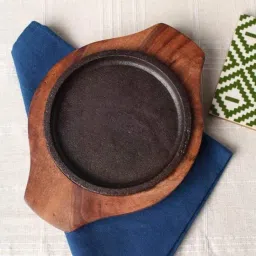 Small Dessert Serving Plate Brownie Sizzler Tray with Wooden Base Sizzler Tray-32
