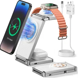 NexusHut T30 Wireless Charger 3in1 15W Magnetic Mag-Safe Stand i-Phone, Watch, Airpods Charging Pad-picture-16