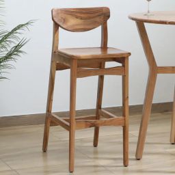 woodsworth from pepperfry Kylie Acacia Wood Bar Chair In Natural Finish-picture-20