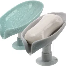 Pack of 2 Leaf-Shape Soap Dish Holder Plastic Multicolor Bathroom Stand Plastic Wall Shelf-29