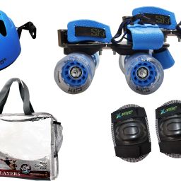 Brillient Eco Blue Senior Skates Combo (skates+helmet+knee+bag)suitable for age 6 to 14 years Skating Kit-image-49