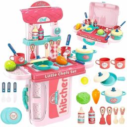 3 in 1 Kitchen Suitcase for Kids Mini Kitchen Play Set Portable Cooking For Kids-28