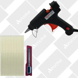 BLACK HOT GLUE GUN 20 WATT 15 HOT GLUE STICKS+UTILITY KNIFE FOR CRAFT,DIY Standard Temperature Corded Glue Gun-15