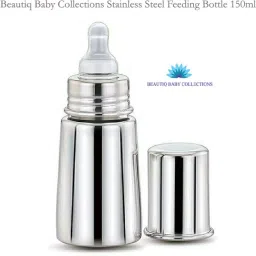 Complete Stainless Steel Feeding Bottle 150ml with High Grade Silicon Nipple - 150 ml-image-52