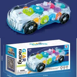 3D Transparent Gear Racing Car Toy for Kids with Gear Simulation Mechanical Car Technology w/d Sound & Light Toys for Kids Boys & Girls-3