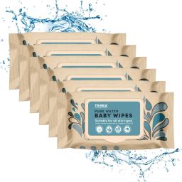 Water Baby Wipes, Soft Cleansing, 100% Biodegradable, Vitamin E (Pack of 6)-image-45
