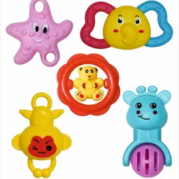 Toys Toys Non Toxic Multi Coloured bpa Free Baby Rattle Toys for Kids Pack of 5 Rattle-10