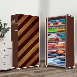 6 Shelf Foldable Collapsible Wardrobe Storage Organizer Almirah Cloth Rack Carbon Steel Collapsible Wardrobe-image-19