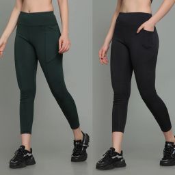 Solid Women Dark Green, Grey Tights-image-11