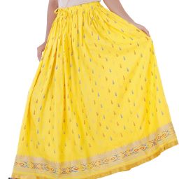 Women Printed Flared Yellow Skirt-image-21