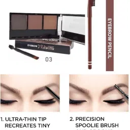 Eyebrow Enhancer Powder With Brush & Brown Eyebrow Pencil Combo -2pcs-0