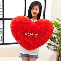 Teddy Bear Soft Decorative Heart Shape Cushion Pillow (33 X 33 Cm, Red) - 33 cm-image-65