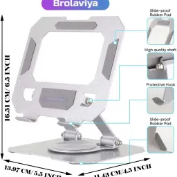 BROLAVIYA Metal Desktop Foldable, 360 Rotating Base, Compatible with 4-13 Inch Device, D3 Mobile Holder image 5