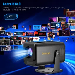 Omexcart 4K Android 13.0 Smart Projector, Auto Focus, Auto 4D Keystone 600ANSI (9000 lm / 1 Speaker / Wireless / Remote Controller) Portable Projector image 5