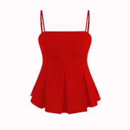 Party Sleeveless Solid Women Red Top-image-2
