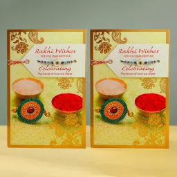 Rakhi Wishes Greeting Card with a Sacred Rakhi Pack Of 2 Greeting Card-image-85