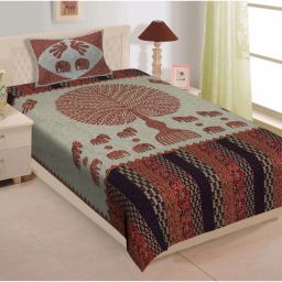 144 TC Cotton Single Jaipuri Prints Flat Bedsheet-image-12