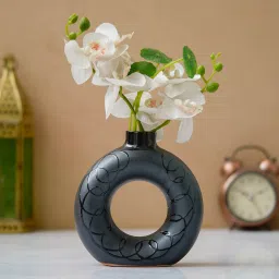 Donut Shape Ceramic Vase Traditional Luxury vase Home Office Living Room Decore Ceramic Vase-image-1