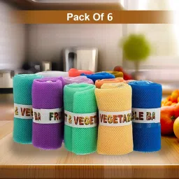 Multipurpose Reusable Net Vegetable Fridge Organizer Bags Pouches for Storage Pack of 6 Grocery Bags-25
