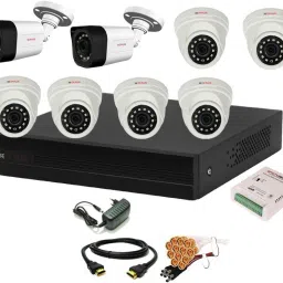 CP PLUS 8 Channal HD DVR 1080p 1Pcs,Outdoor Camera 2.4 MP 2Pcs,Indoor Camera 2.4 MP 6Pcs,combo set Security Camera-9