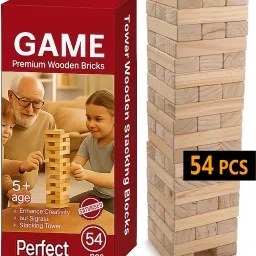 Wooden Tower for Kids | 54PCS Puzzle Blocks | Indoor Skill Game-38