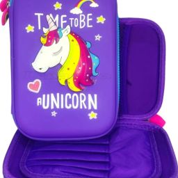 3D UniCorn EVA Pencil Pouch Stationery Compartment Case For Girls RANDOM DESIGN UniCorn Art EVA Pencil Box-image-1
