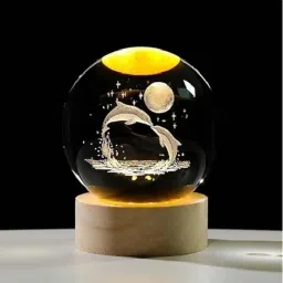 3D Galaxy Dolphin Crystal Ball Night Lamp For Table & Office Decoration Table Lamp-13