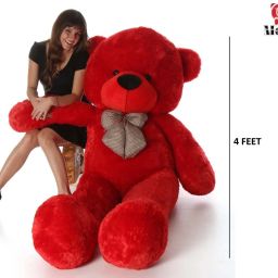 4 Feet Teddy Bear with Neck Bow Stuffed Spongy Cute Teddy Bear (Red) - 48 inch-image-59