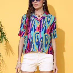 Women Regular Fit Printed Button Down Collar Casual Shirt-image-35